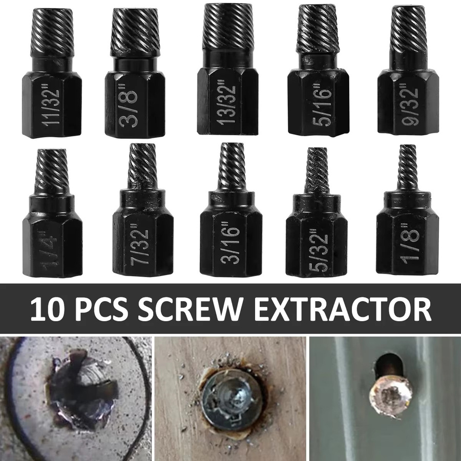 10-teiliges Schraubenausdreher-Set aus legiertem Stahl in Schwarz zur Entfernung beschädigter Schrauben und Bolzen - Bild 2