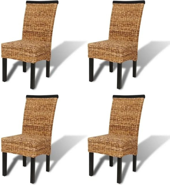 Set aus 4 vidaXL Esszimmerstühlen aus Mango Massivholz und Manilahanf in Braun - Bild 1