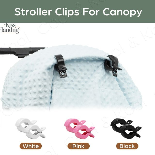 Kisslanding Kinderwagen-Clips in Mehrfarbigen Tönen (Pink, Schwarz) als universelle Anti-Rutsch-Krokodilklemmen für Decken und Zubehör - Bild 1