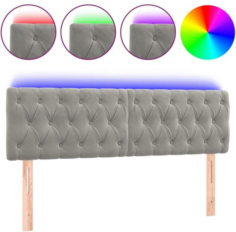 LED Kopfteil aus Samt in Grau von Vidaxl, B/H: 144 x 78/88 cm, Tiefe: 7 cm - Bild 1
