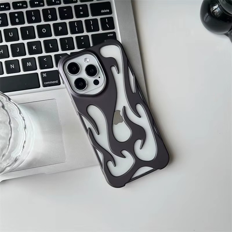 Stoßfeste Slim-Handyhülle mit 3D-Flammenmuster für Apple iPhone 11 bis 17 Pro Max, Farbe: Schwarz - Bild 3