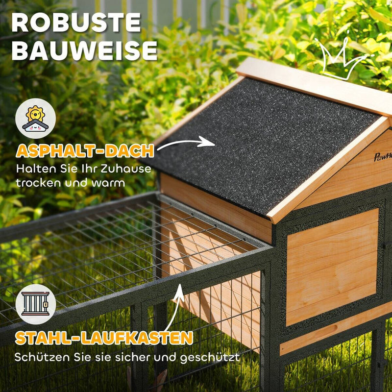 PawHut Kaninchenstall aus Holz und Metall in Gelb und Schwarz, wetterfest, B/H/L: 53 x 86 x 217 cm - Bild 4