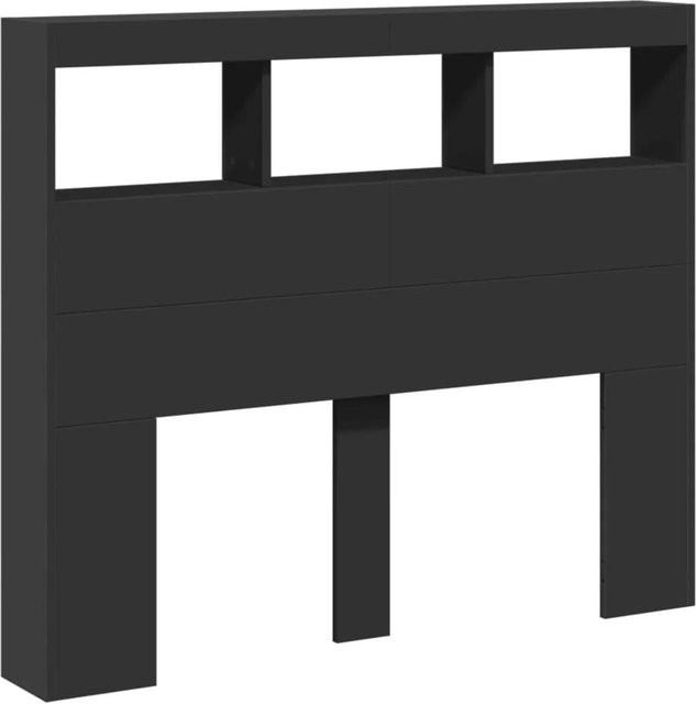 vidaXL LED-Kopfteil mit Ablagen und USB-Ladeport in Schwarz, B/T/H: 120 x 17 x 102 cm - Bild 1