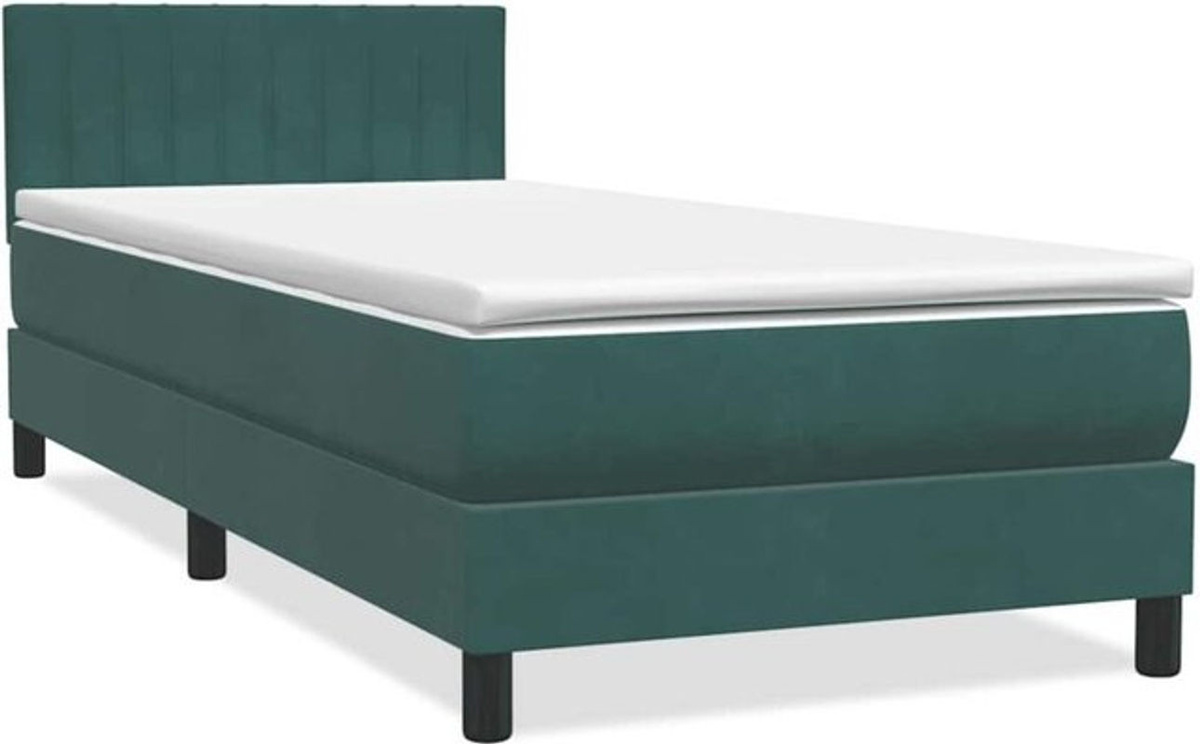 Vidaxl Boxspringbett mit Matratze aus Samt in Grün, B/T/H: 80 x 220 x 31 cm - Bild 1