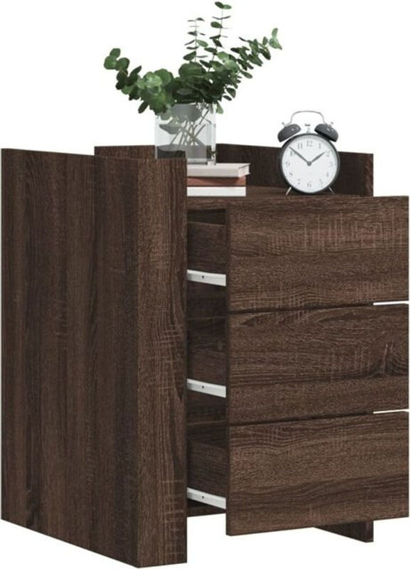 Vidaxl Nachttisch in Braun in Eichen-Optik aus Holzwerkstoff, Modern und Klassisch, B/T/H: 45 x 50 x 65 cm - Bild 1