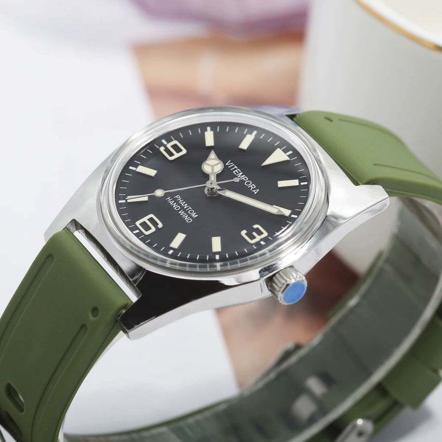 HEIMDALLR Armbanduhr, Handaufzug, 36 mm, Schwarz, Silikon, Herren - Bild 3