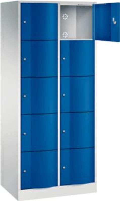 C+P Schließfachschrank Resisto mit 2 Abteilen und 10 Fächern, Lichtgrau/Enzianblau, B/T/H: 77,2 x 54,0 x 195,0 cm - Bild 2