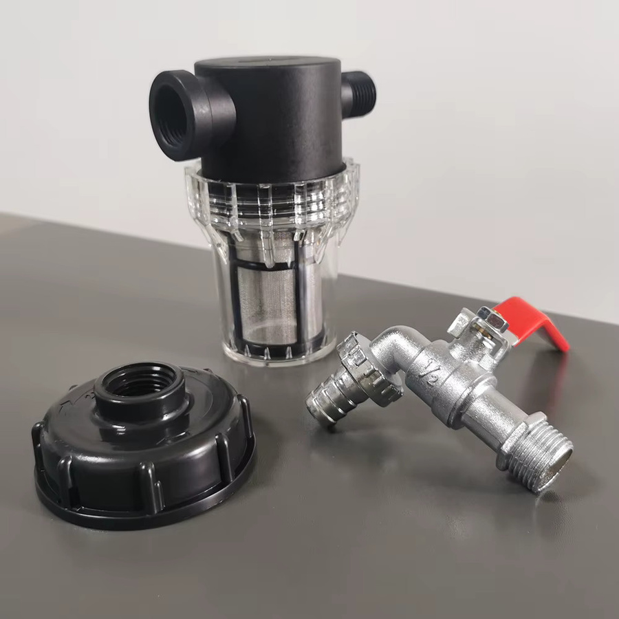 AMY CAR NEW FORCE IBC Tank Adapter mit 80 Mesh Filter und S60X6 Gewinde für 1000L Tanks sowie 1/2 Zoll Schnellanschluss für Gartenschläuche - Bild 2