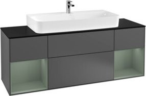V&B Waschtischunterschrank Finion mit Wandbeleuchtung, Anthrazit lackiert, Breite: 160 cm, Tiefe: 50,1 cm, Höhe: 50,1 cm - Bild 1