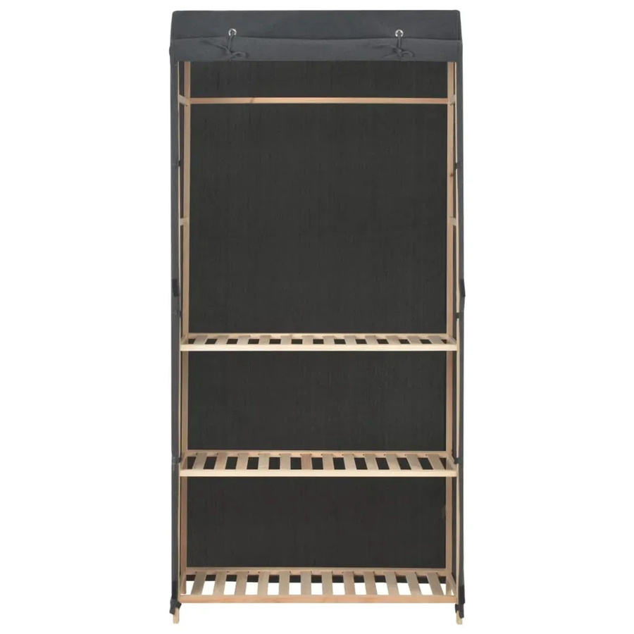 vidaXL 3-Stufiger Kleiderschrank Grau mit Kleiderstange und Regalfächern, B/T/H: 79 x 40 x 170 cm - Bild 2