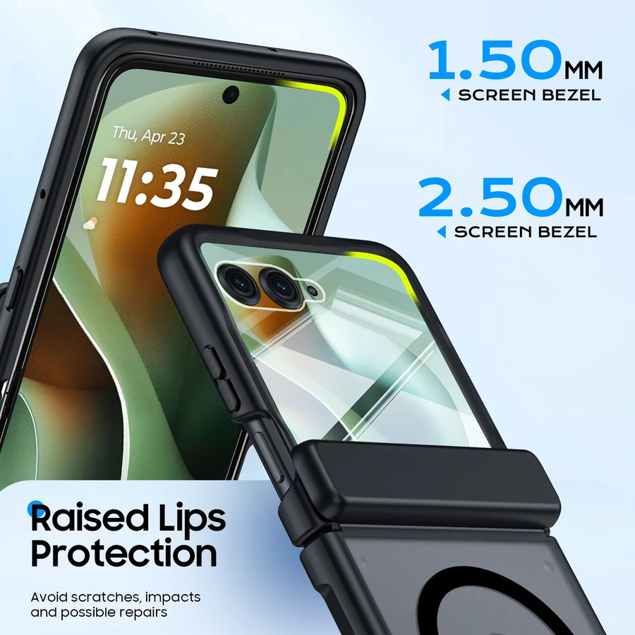 Motorola Razr Handyhülle mit Displayschutz und Magnetfunktion, Stoßfeste Matte Case in Schwarz - Bild 4