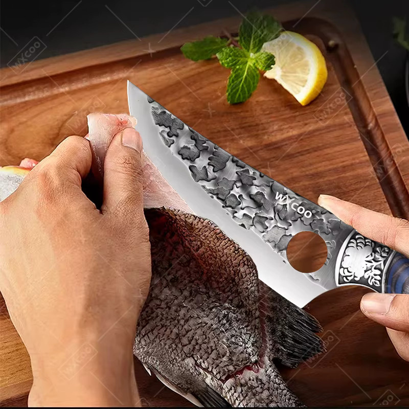 WXCOO Full Tang Kochmesser aus geschmiedetem Edelstahl mit Holzgriff - Bild 4