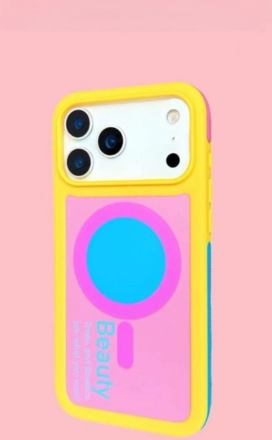 INS-Style Dopamin Handyhülle für Apple 17, 17 Pro und 17 Pro Max mit MagSafe kabelloser Ladefunktion in Multicolour, sturzsichere magnetische Abdeckung - Bild 1