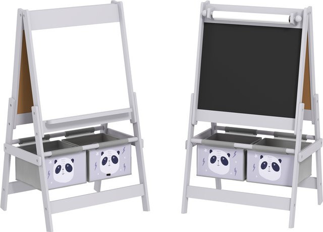 Aosom Kinder Staffelei, Doppelseitige Whiteboard und Tafel, inkl. Zubehör, 3-8 Jahre - Bild 1