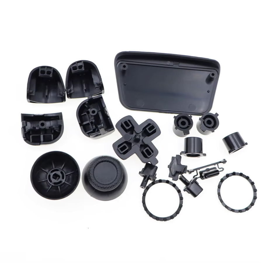 TingDong Komplettes Tastenset für PS5 V1 1.0 BDM-010 Controller in Schwarz mit Daumensticks, Kappen, Akzentringen und Tasten - Bild 2