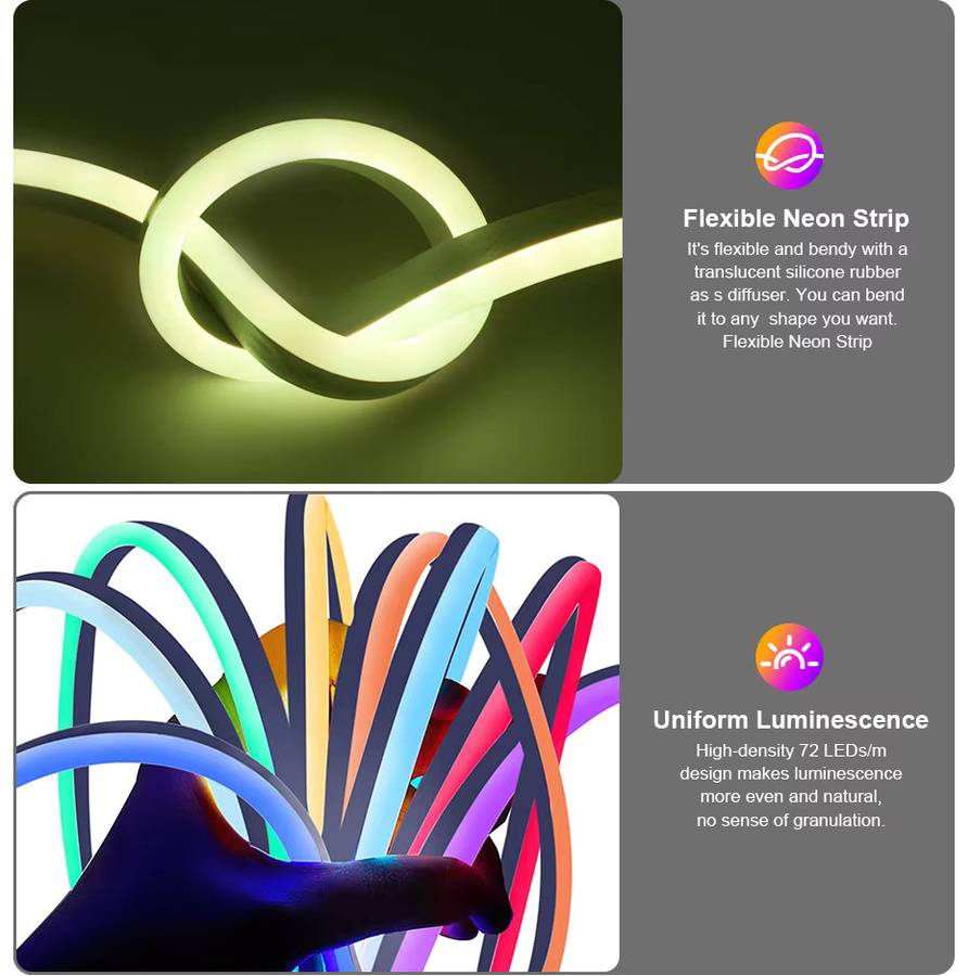 Asign RGB LED Neon-Flex Lichtstreifen, dimmbar mit IR-Fernbedienung, wasserdicht, Multicolor, 220V - Bild 2
