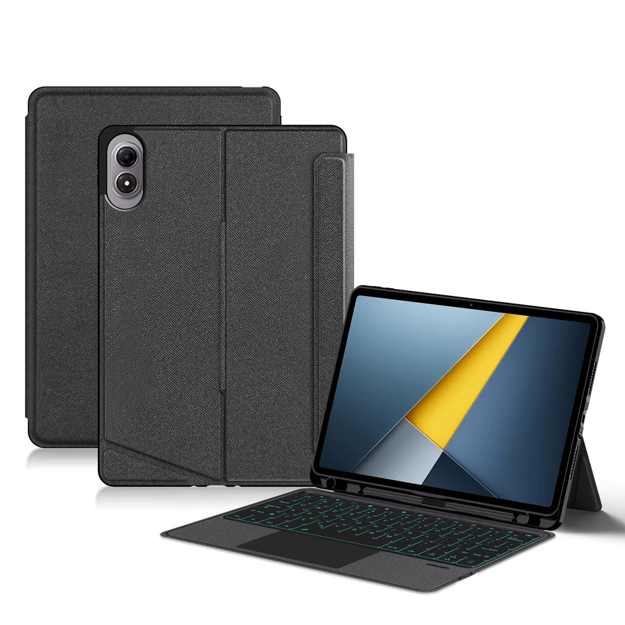 Xiaomi Touchpad-Tastatur und Hülle für POCO Pad M1 12,1 Zoll, abnehmbare magische Tastaturabdeckung mit Stiftschlitz, Schwarz - Bild 6