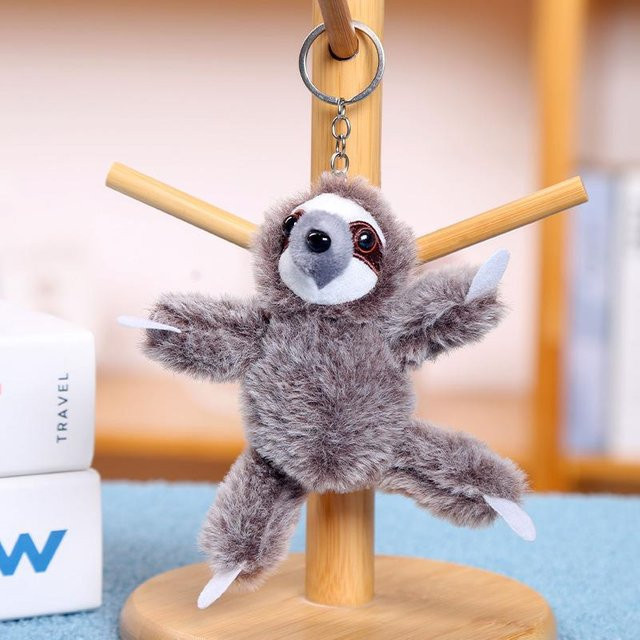 Faultier Puppenanhänger Schlüsselanhänger, Plüschtier, grau, 16cm - Bild 1