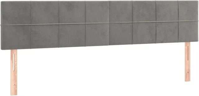 vidaXL LED Kopfteil in Hellgrau aus Samt mit USB-Ladeport und integrierter Beleuchtung, B: 200 cm, T: 5 cm, H: 78-88 cm - Bild 1