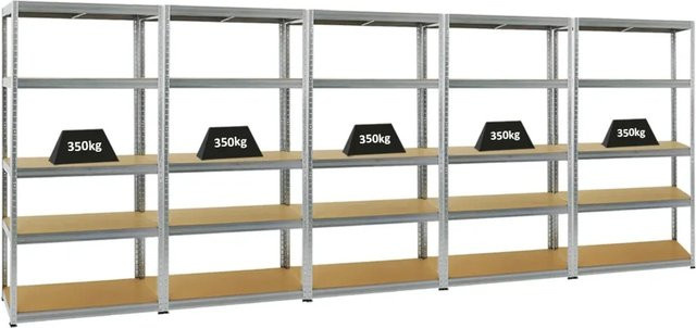 PROREGAL Schwerlastregal Slim Elephant mit 5 Ebenen, H x B x T: 180 x 90 x 45 cm, silber, pulverbeschichtet - Bild 1