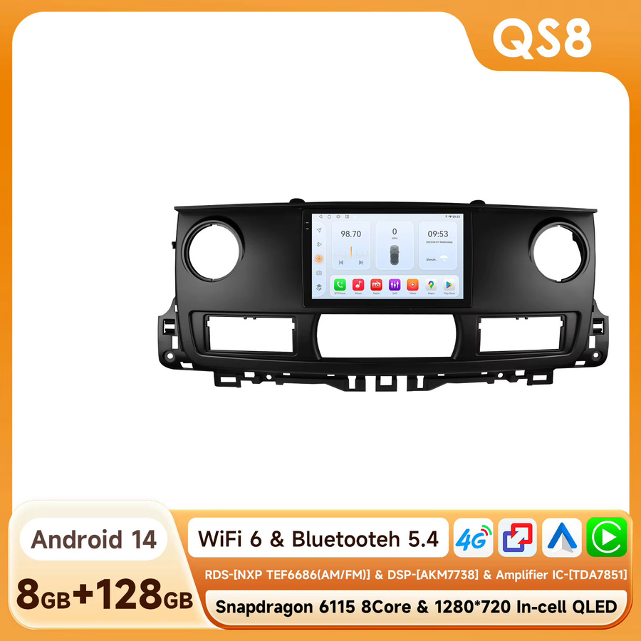 OSSURET Android 15 Autoradio für RENAULT MASTER 2003-2011 mit 10,1 Zoll Display, Qualcomm Snapdragon 6115 Octa-Core, GPS-Navigation, Bluetooth, Wireless Carplay und SWC, Schwarz - Bild 7