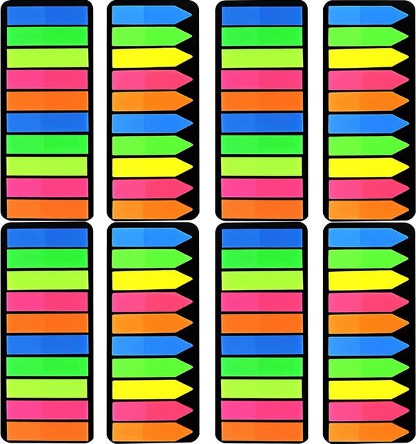 Beschreibbare PET-Seitenmarkierungen in bunten Farben als klebrige Index-Tabs und Pfeil-Flaggen zur Buchanmerkung und Aktenklassifizierung - Bild 1