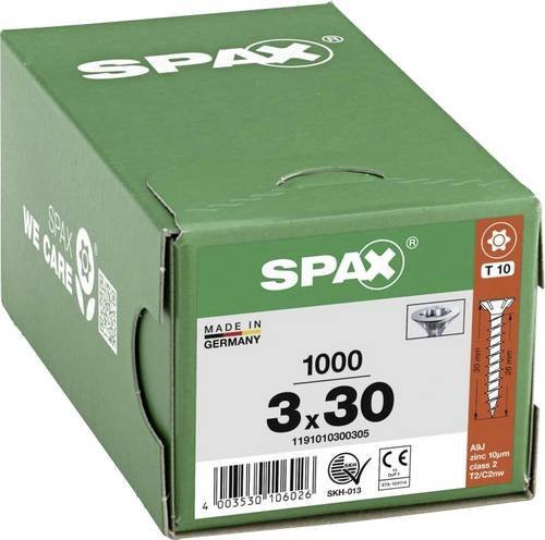 Spax Holzschraube mit Torx-Antrieb aus Stahl, grün, Durchmesser: 3 mm, Länge: 30 mm, 1000 Stück - Bild 1