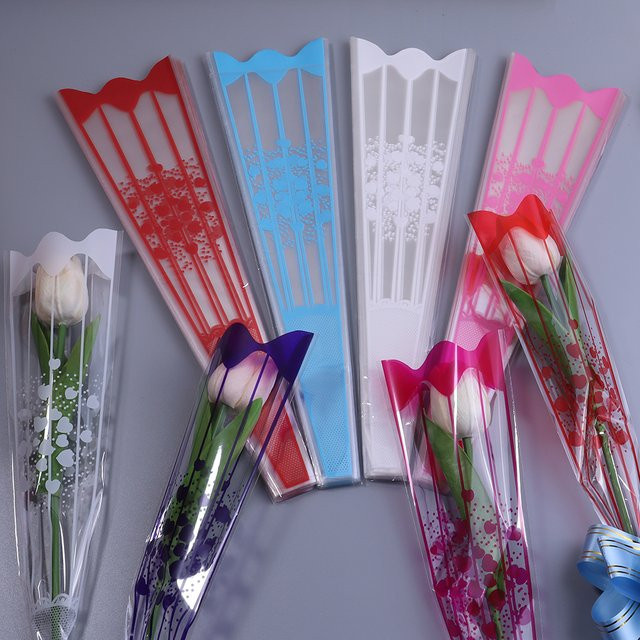 100 Stück transparente Blumenverpackungsbeutel aus Kunststoff für Rosen und Blumensträuße in verschiedenen Farben - Bild 1