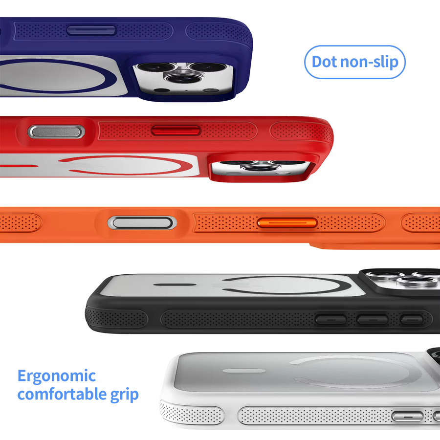 MagSafe Magnetische Handyhülle für iPhone 17 16 15 14 13 12 Pro Max Air mit Metallknöpfen und weichem Stoßfänger in Orange - Bild 6