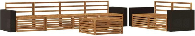 vidaXL Outdoor-Sofagarnitur aus Massivholz Akazie in Natur Braun, 7-teiliges Set im U-Shape mit Latten-Design - Bild 1