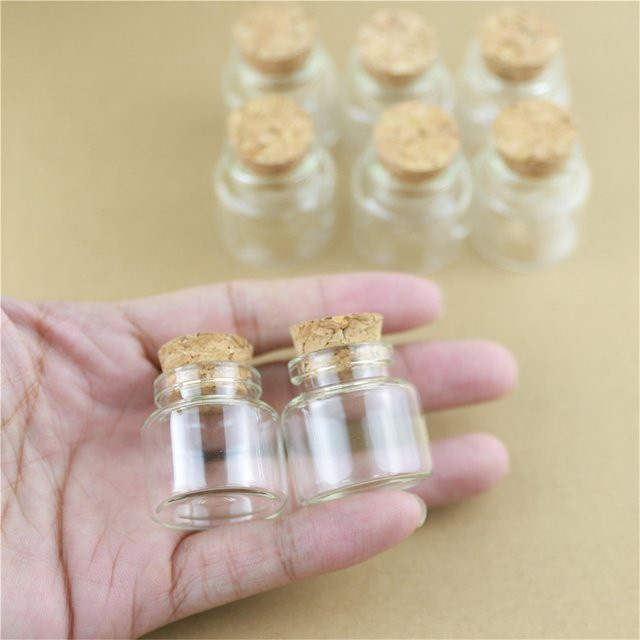 LYGIL Mini-Wunschflaschen aus Glas mit Korkverschluss, transparent, Durchmesser: 3 cm, Volumen: 10 ml - Bild 1