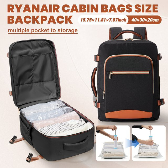 Fewchor Vakuumrucksack als komprimierte Aufbewahrungstasche für Kleidung, Handgepäck-Laptop-Rucksack für Ryanair-Reisen, B/H/T: 40 x 30 x 30 cm - Bild 1