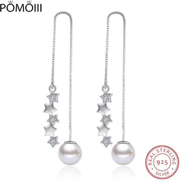 Ohrringe 925 Silber, Zirkonia, Perle, Weiß, Damen - Bild 1