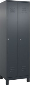 C+P Spind Classic PLUS Garderobenschrank mit 2 Abteilen, Anthrazit/Schwarz, H x B x T: 195 x 60 x 50 cm - Bild 1