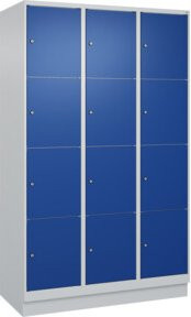 C+P Schließfachschrank Classic PLUS mit Sockel, 3 Abteile, Stahl, Grau/Enzianblau, B/T/H: 120 x 50 x 195 cm - Bild 1