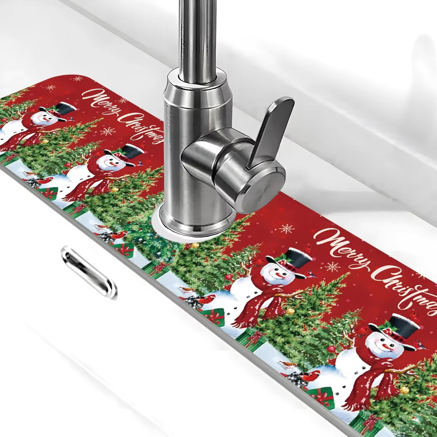 VIKAMA Weihnachts-Wasserhahn-Pad, saugfähiges Pad für das Waschbecken in Multicolor, rechteckig - Bild 2
