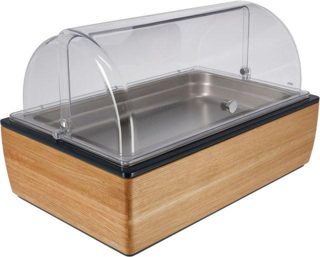 VEGA Buffetvitrine Montana hoch in Eiche, Transparent und Edelstahl, B/T/H: 36,5 x 57 x 27,4 cm - Bild 1