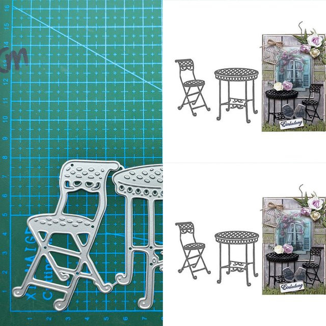 Metall-Stanzform Tisch und Stuhl für Sammelalben und Kartenherstellung - Bild 1
