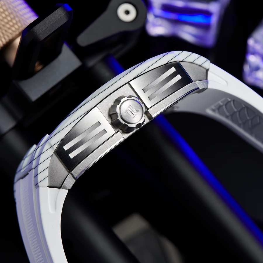 OBLVLO Armbanduhr Automatik, Carbon Fiber, Edelstahl, Kautschuk, Schwarz, Herren - Bild 3