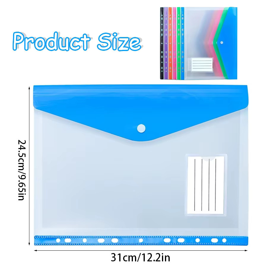 15 Stück XJM Dokumententaschen A4 aus Kunststoff, transparente Clip-Ordner mit Druckknopf und 11 Löchern für Büro und Schule - Bild 2