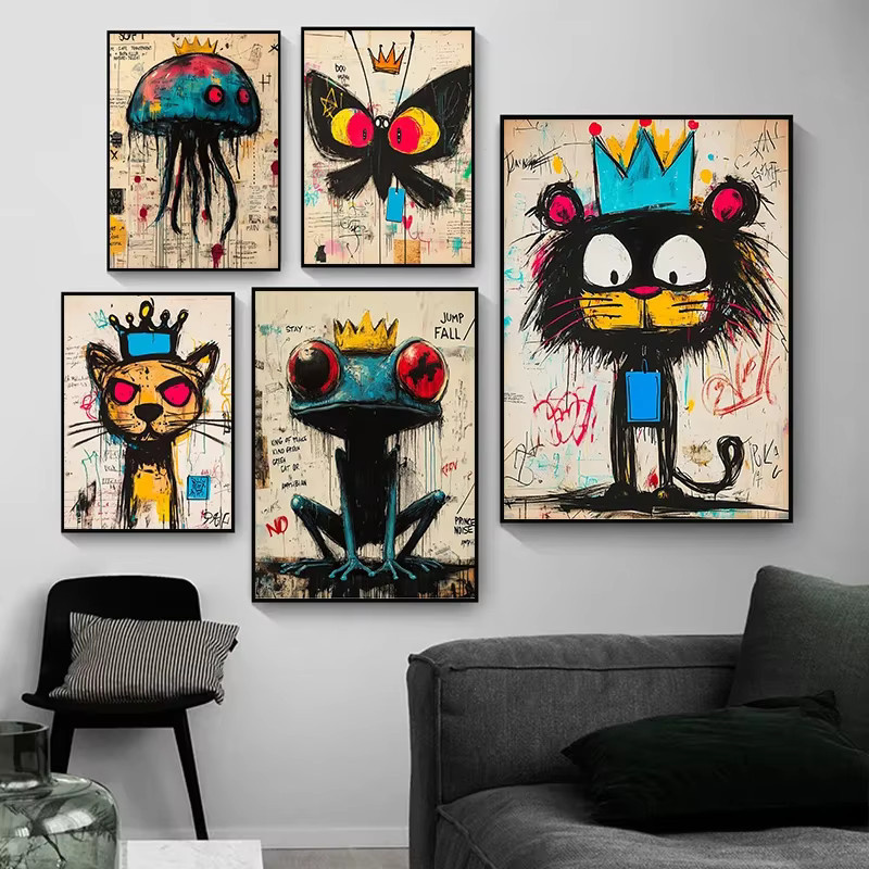 Potdemiel Leinwandbild Abstrakte Tier König Graffiti Kunst Retro Wanddeko Mehrfarbig - Bild 2