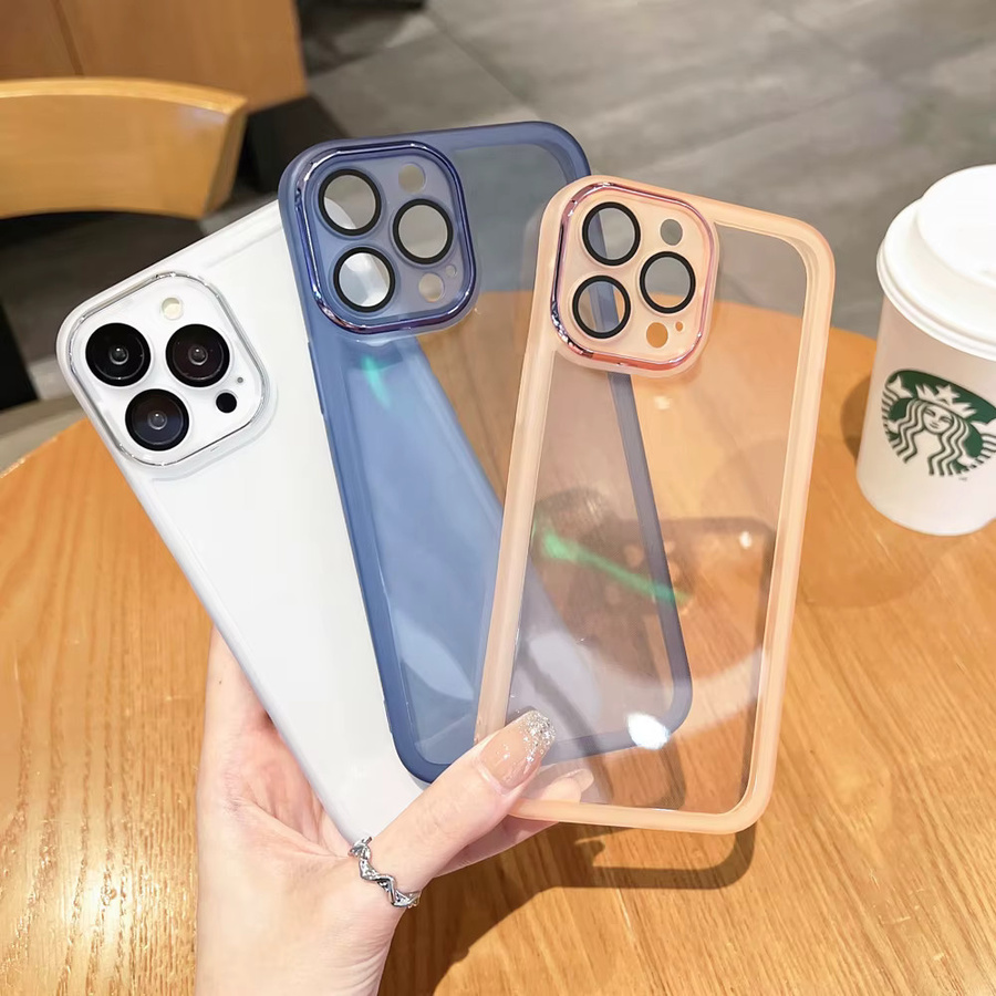 Stoßfeste Silikon-Handyhülle von Caynes für iPhone 11 bis iPhone 17 Pro Max, transparent oder purple - Bild 1