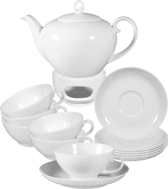 Seltmann Weiden Teeservice Rondo/Liane aus Porzellan, 14er Set, Weiß - Bild 1