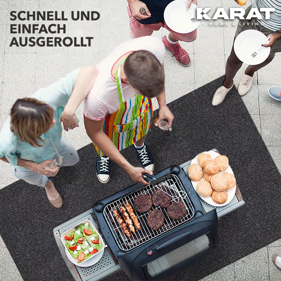 Floordirekt Grillschutzmatte Dalton, rutschhemmend und schwer entflammbar für Balkon und Terrasse, Anthrazit - Bild 4
