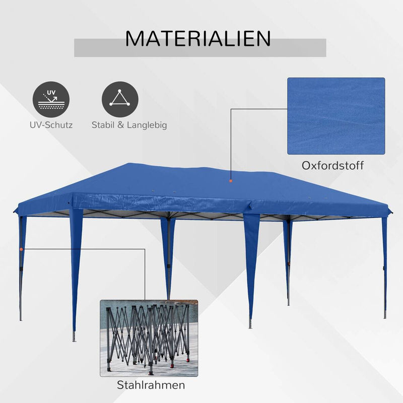 Outsunny Faltpavillon aus Polyester und Stahl in Blau, B/H/L: 295 x 265 x 585 cm - Bild 3