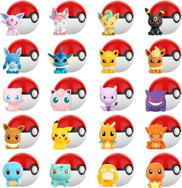 FUNISM Pokemon Anime Actionfiguren Set mit Dragonite, Sylveon, Gengar und Vulpix als Mini-Puppen und Ornament-Spielzeug - Bild 1