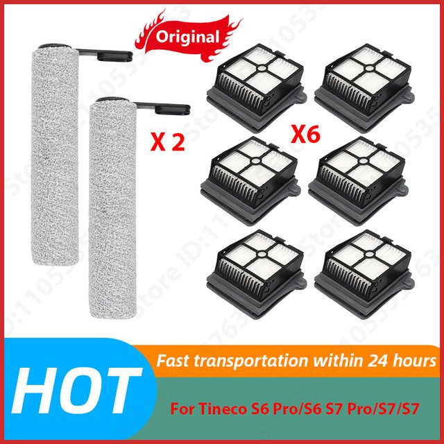 QIXIAO Zubehör-Set für Tineco S6 Pro, S6, S7 Pro, S7 und S7 Flashdry Nass-Trocken-Staubsauger mit Rollenbürste und HEPA-Filter - Bild 1