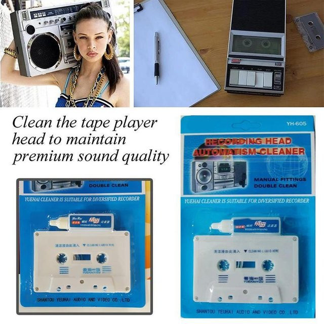 Set aus Audio-Kassettenbandgerät, Kopfreiniger und Repeater in Weiß - Bild 1