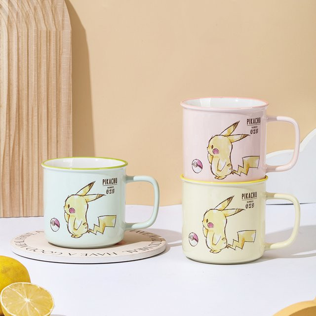 SHUNXIANG Pokemon Pikachu Keramiktasse, bunte Cartoon-Kaffeetasse für Erwachsene, Pink/Mehrfarbig - Bild 1
