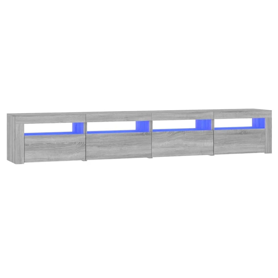 vidaXL TV-Schrank mit LED-Leuchten in Grau Sonoma, B/T/H: 240 x 35 x 40 cm - Bild 2